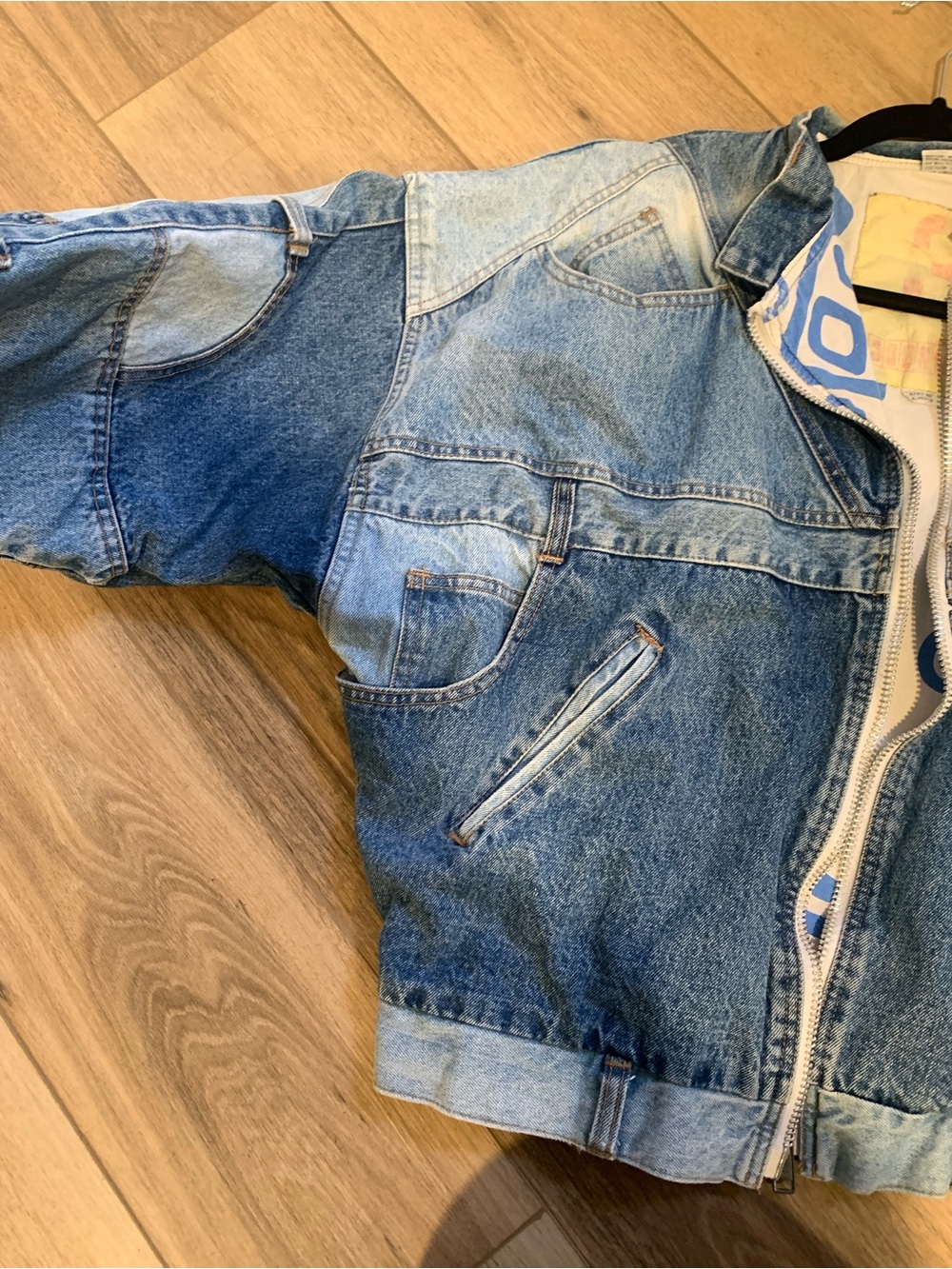 Vintage Two-Tone Blue Denim Bomber Jacket - Picture 3 of 7